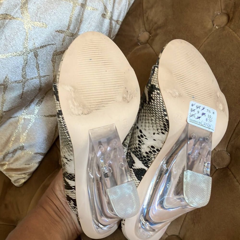 - Multi Snake Slip On 4.5" High Heel Clear Wedge - Picture 5 of 9